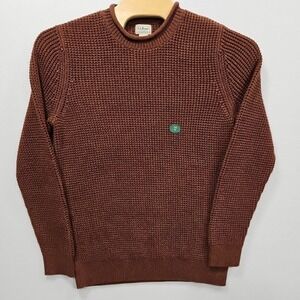 L.L. Bean Sweater Mens M Tall Burgundy Brown Organic Cotton Waffle Rollneck